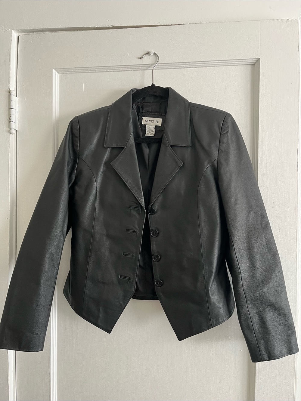 Santa Fe Black Leather Womens Blazer Jacket